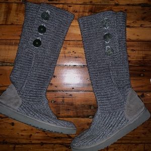 Ugg Gray Sweater Tall Boots w/ Buttons on the Side